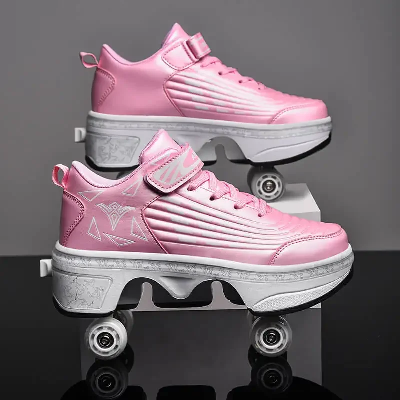 High Top Pop-up Roller Skates Dual-purpose Shoes Perfect Gift for Teenagers Boys Girls