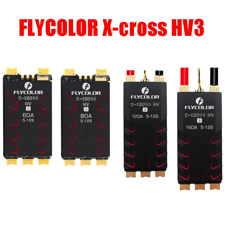 FLYCOLOR X-CROSS HV3 60A/80A/120A/160A ESC 5-12S BLHeli-32 Dshot Proshot 64MHz 32-Bit Speed Controller for RC FPV Racing Drone