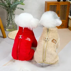 Warm Thickened Pet Overalls Coral Fleece Puppy Pajamas Winter Dog Jumpsuit Clothes for Small Dogs Cats Yorkie Chihuahua Costumes