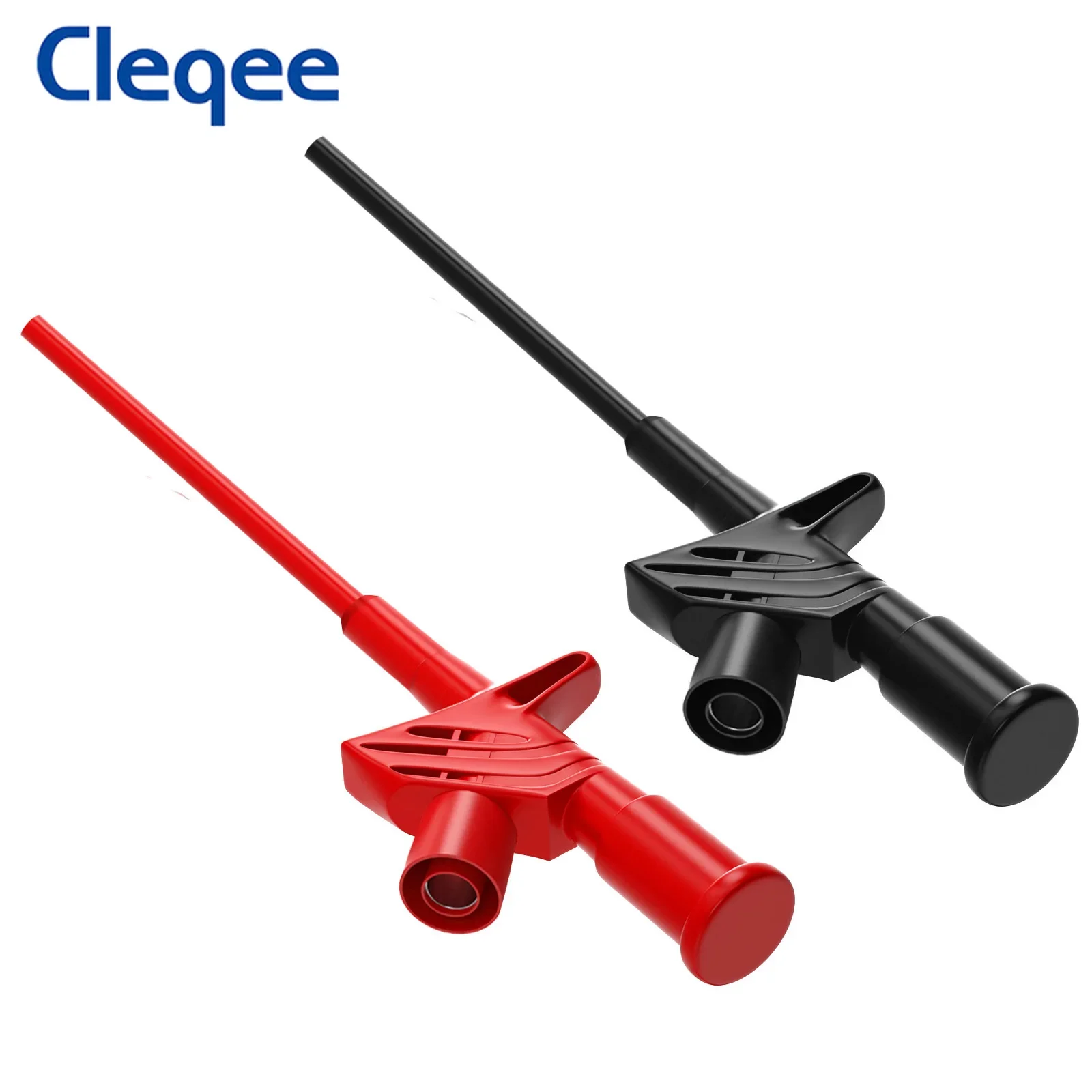 Cleqee P5004 2pcs Quick Test Hook Clip Insulated Test Probe with 4mm Socket Professional High Voltage Electrical DIY Accessories