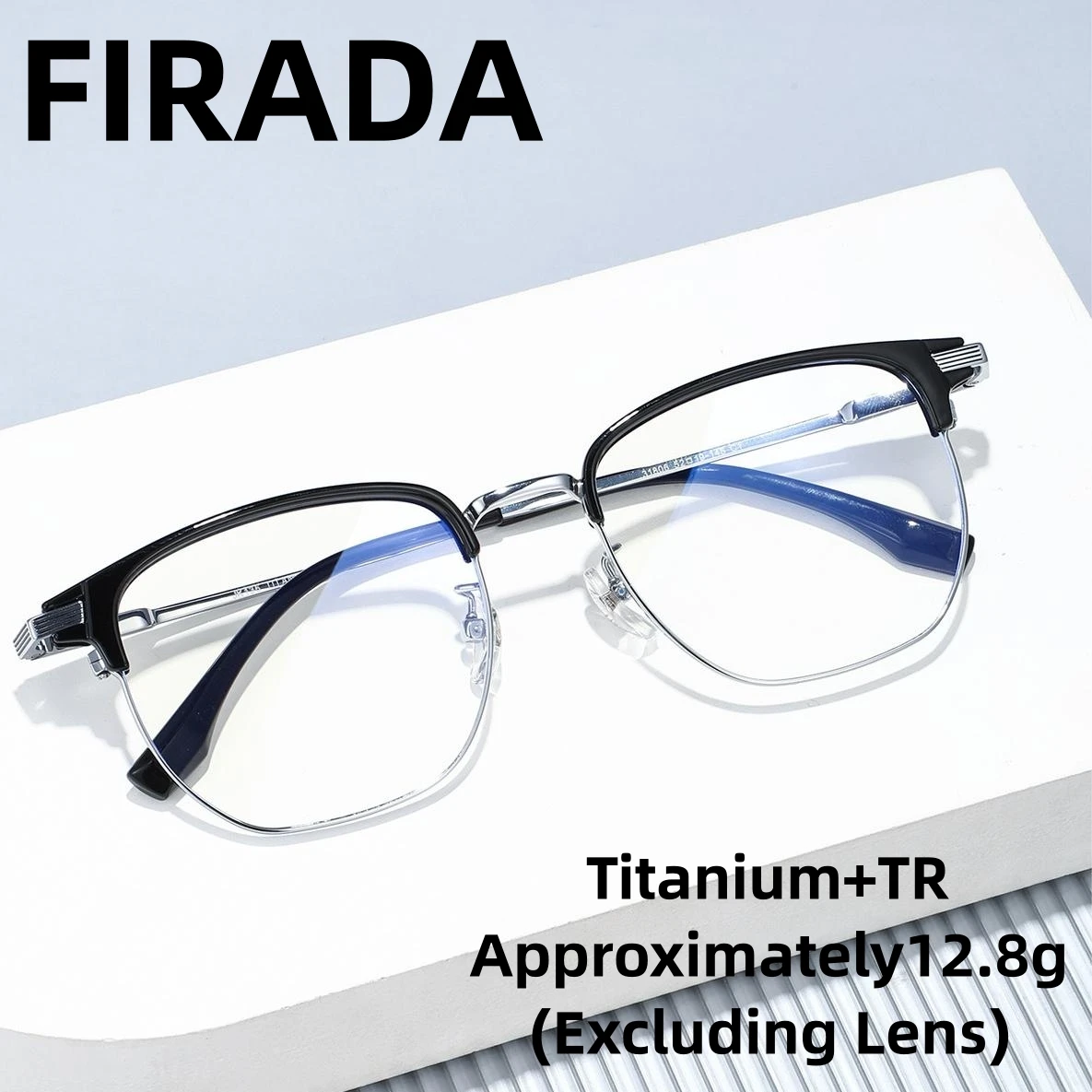 

FIRADA Fashionable Comfortable Square Eyewear Ultra-light Titanium Luxury Eyeglasses Retro TR90 Glasses Frame For Men 31806-C