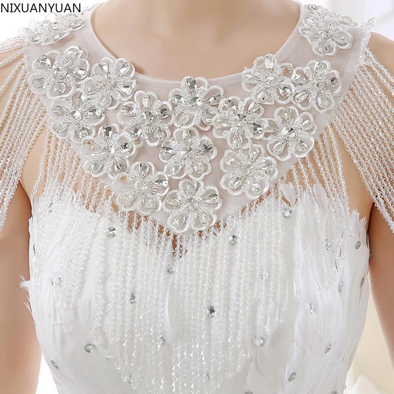 Grosir 2023 Kristal Mewah Berlian Imitasi Bling Bling Pengantin Membungkus Renda Putih Selendang Pernikahan Jaket Bolero Bungkus Pernikahan Pengantin