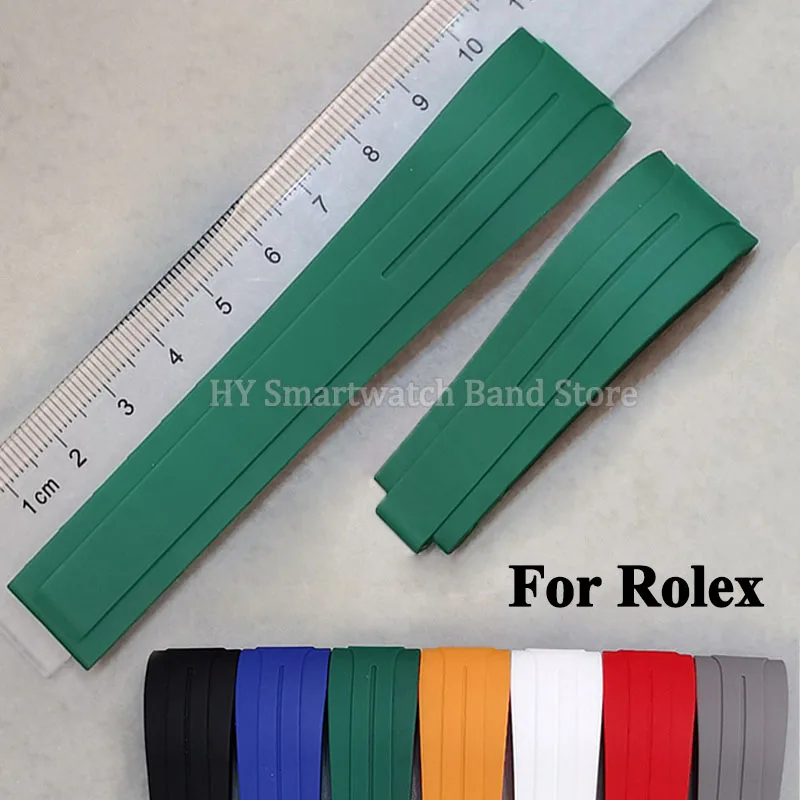 

20mm Rubber Watch Strap for Rolex Water Ghost for Oyster Wrist Band Curved End Silicone Waterproof Sport Wrist Band Men Bracelet