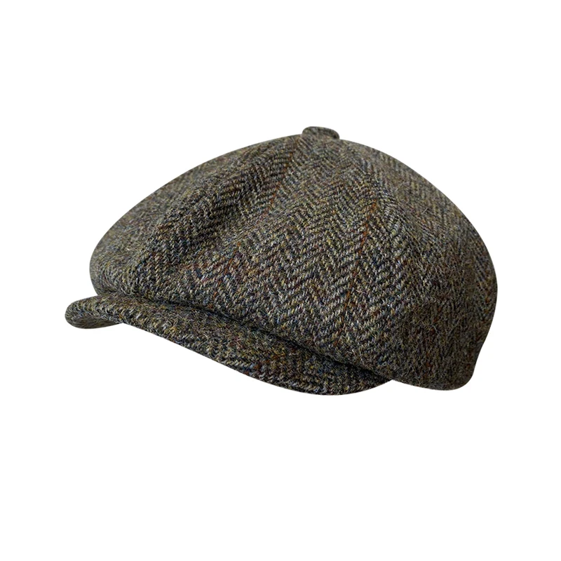 Wool Cap For Men Newsboy Hats High Quality Men\'s Brand Cap Winter Herringbone Eight-Blade Cap Flat Hat Brown Women Berets BJM19