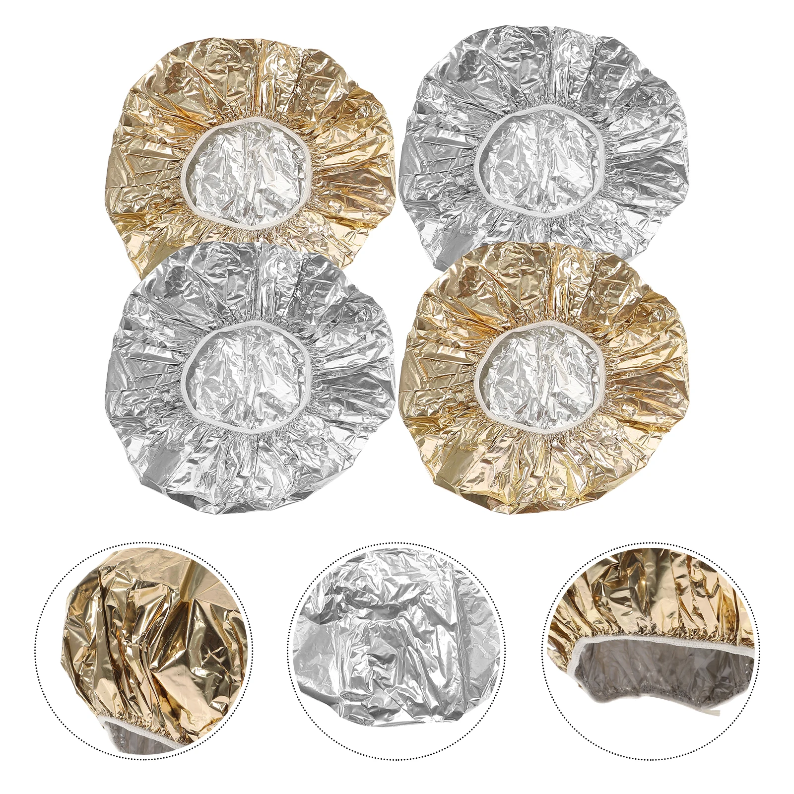 

4 Pcs Aluminum Foil Hair Dye Processing Tin Foil Hat Deep Conditioning Heat Cap Salon Treatment Spa Cap 28cm Silver Gold