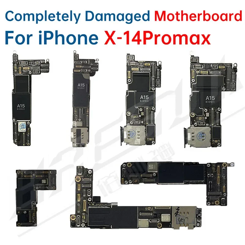 Completely Damaged Logic Motherboard for IPhone X XS XR 11 12 13 14 PRO MAX Plus SE2 Repair Engineer Motherboard Practice Tool