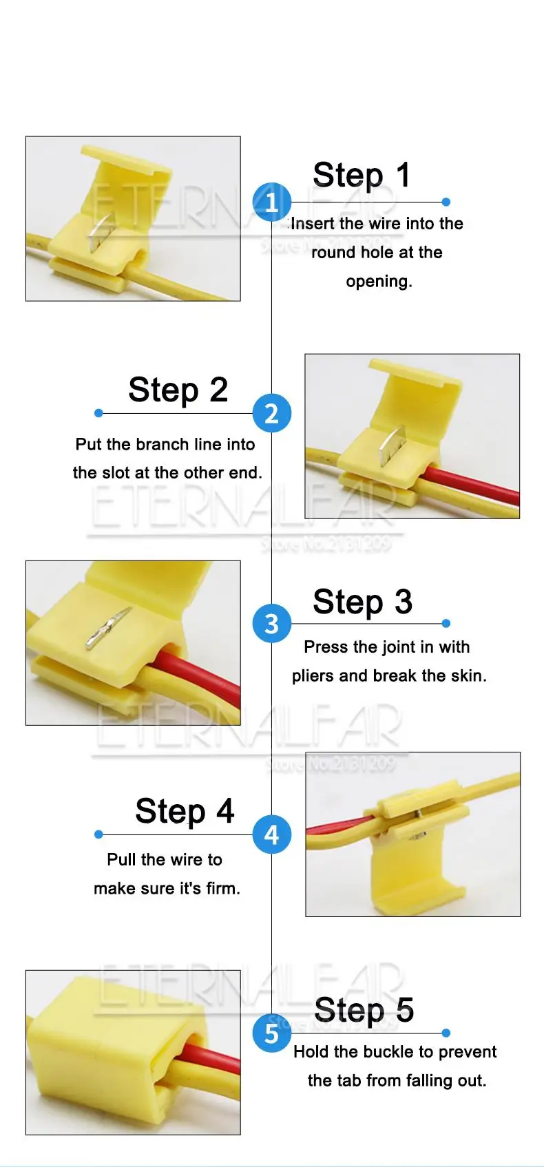 5V-220V Line Connector 10-24A Terminal Joint Blue Red Quick Connection Clip Wire Crimp Splitter Lip Break Clamp Soft Distributor