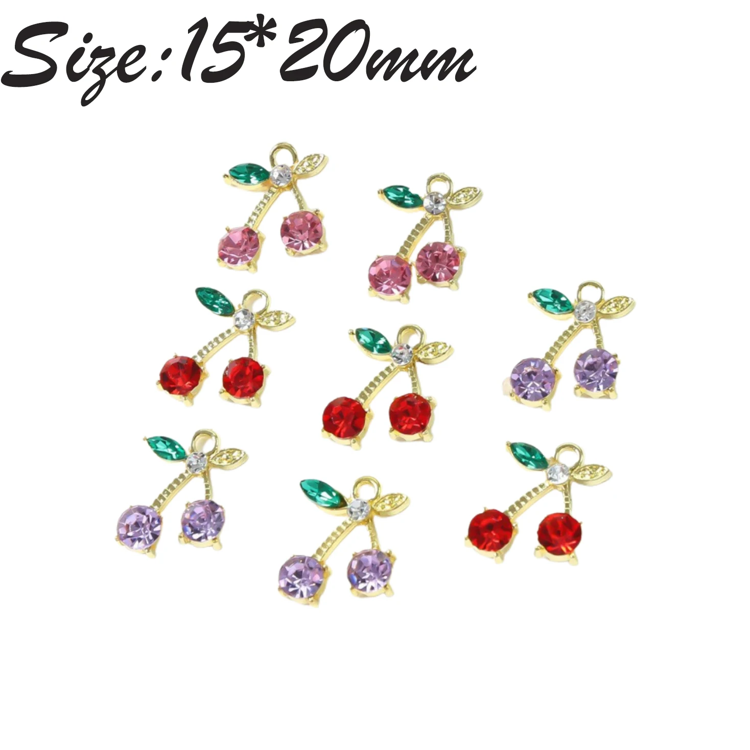 

10PCS Charming Colorful Crystal Sweet Fruit Fresh Pendant DIY For Earrings Necklace Jewelry Accessories