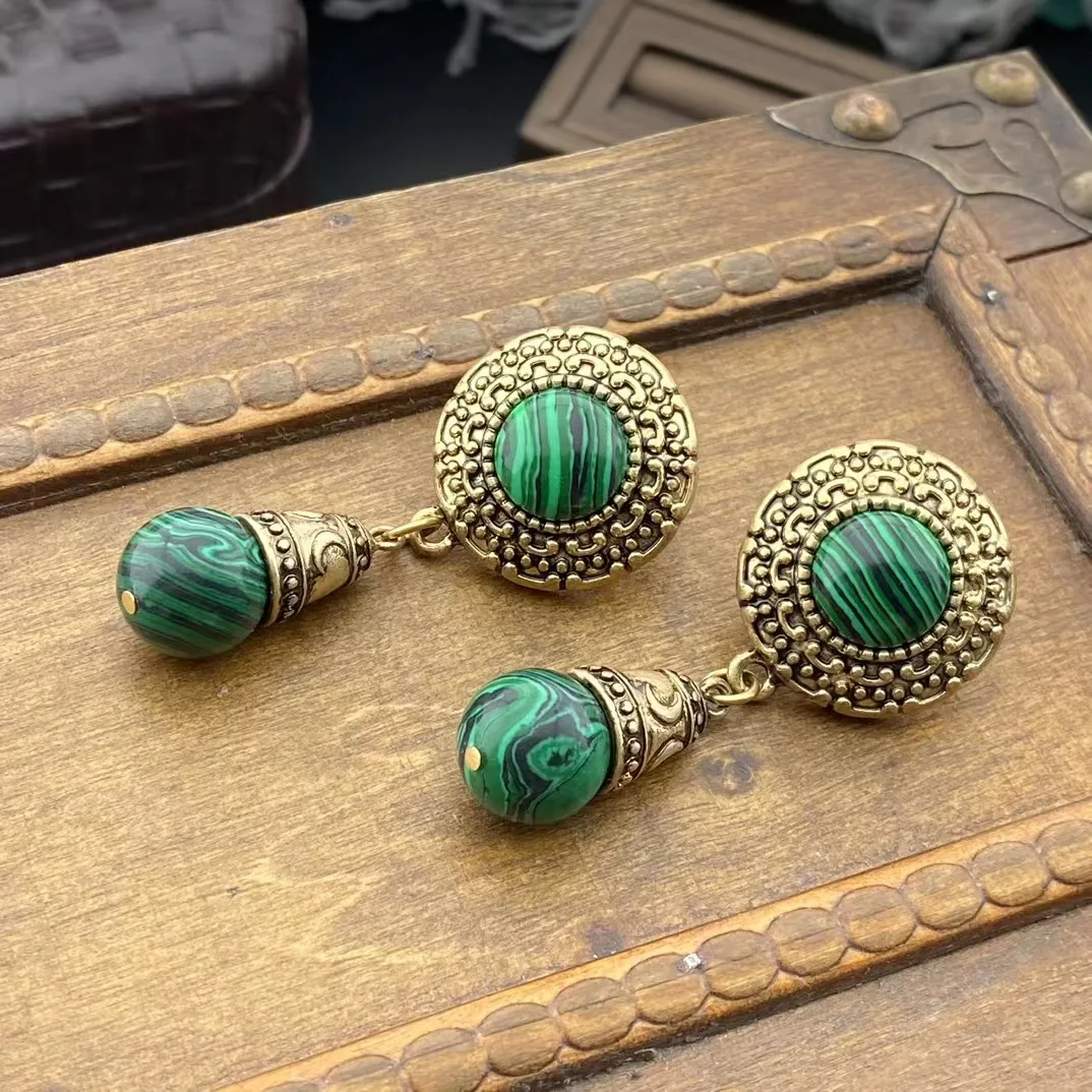 

New Retro Palace style Malachite earrings