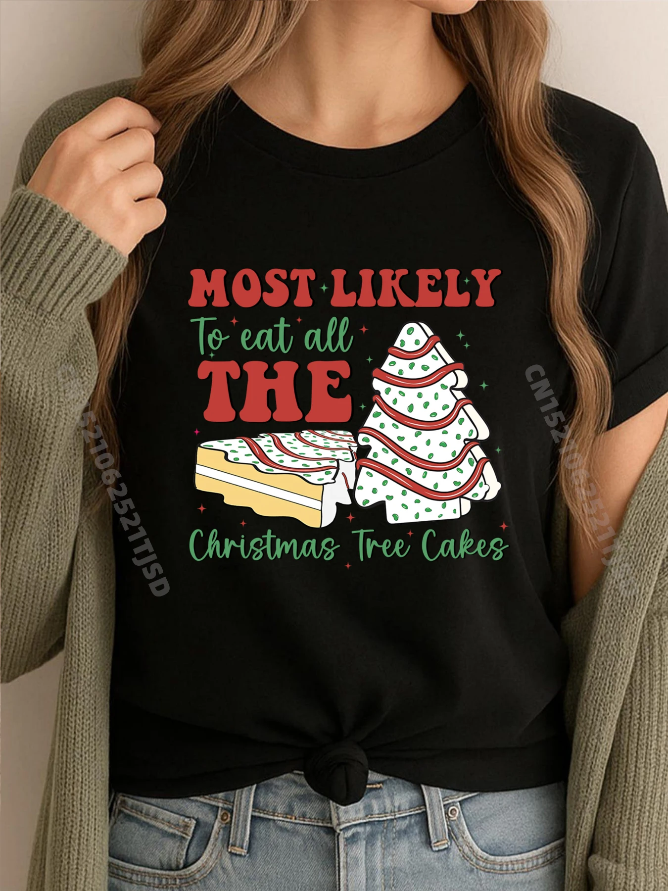 

Ретро Самые Likely To Eat All The Christmas Tree Cakes Рубашки Debbie Футболки с графическим рисунком Мужские топы Футболки в готическом стиле