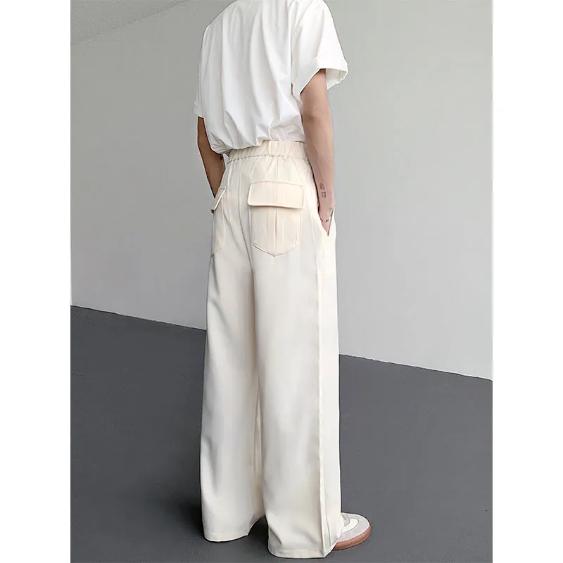 Apricot Suit Pants Men Fashion Society Mens Black Dress Pants Korean Loose Casual Wide Leg Pants Mens Office Formal Trousers