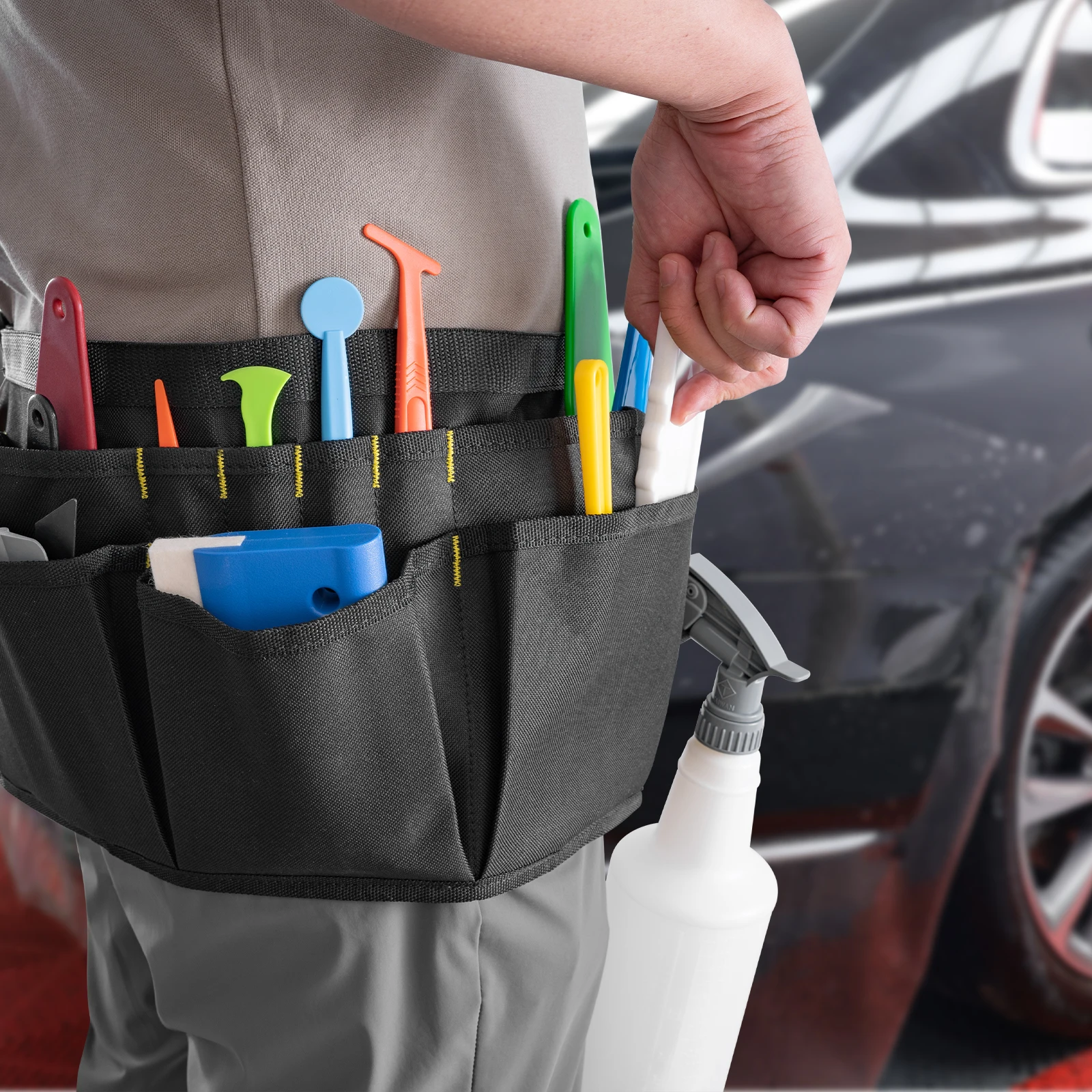 Multifunktionale Oxford Werkzeugtasche Wasserdichte Verschleißfeste Aufbewahrungstasche Tragbare Seitentasche für Werkzeuge Auto-Folien-Werkzeughalter – Detail 1