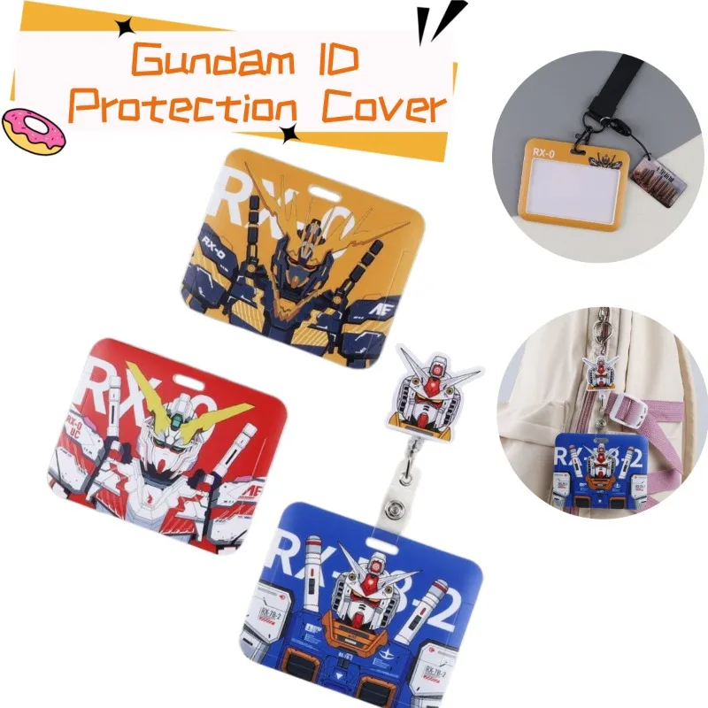 

Anime Cartoon Gundam Card Holder Portable Bus Access Control ID Card Cover Cute High Aesthetic Lanyard Badge Holder for Students