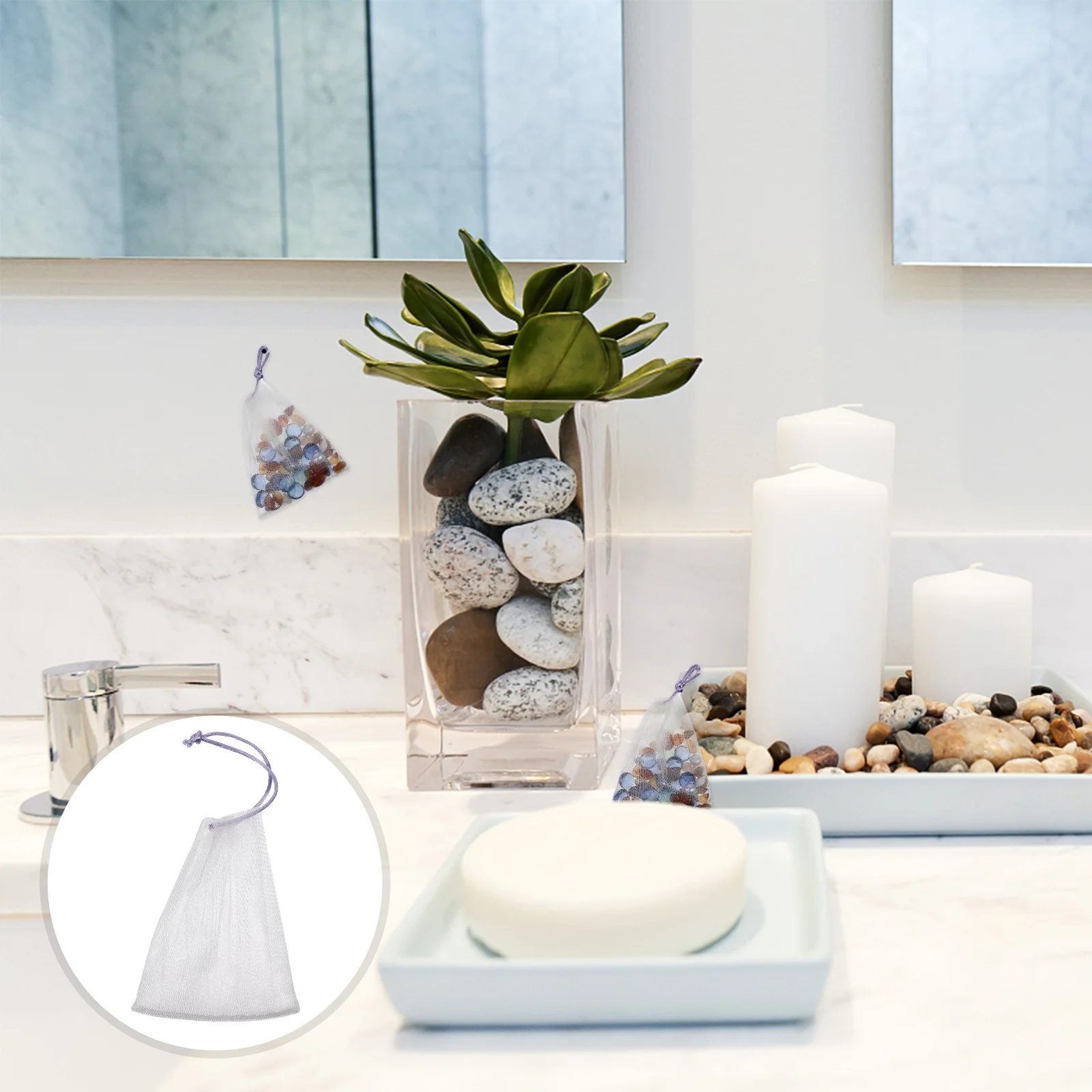 40 Uds. Red duradera espumosa de jabón para baño, ducha, fabricante hecho a mano con cordón, cuerda colgante, limpiador Facial