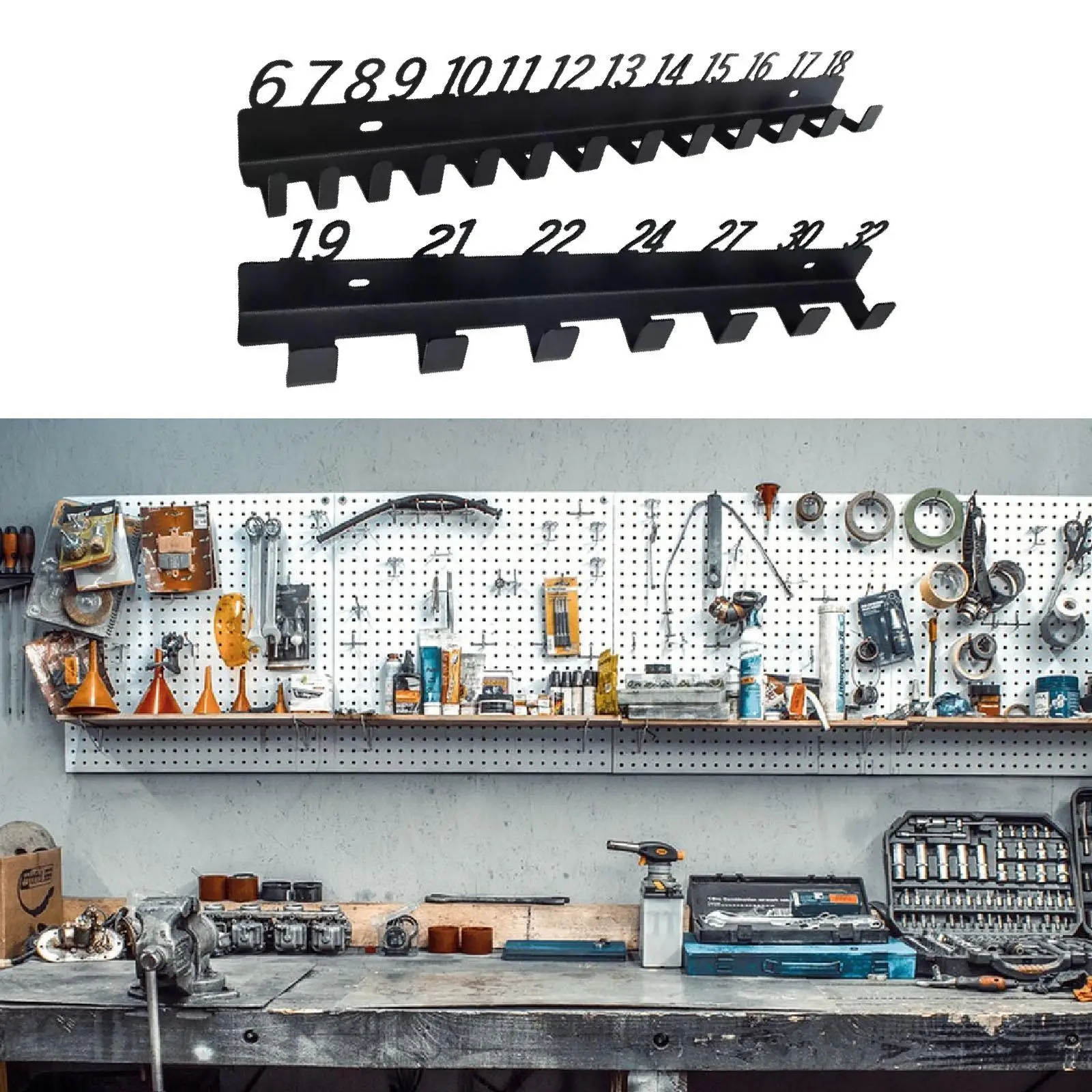 

Настенный органайзер для гаечных ключей, простая установка, для домашнего использования, профессиональный, экономит место, многофункциональная стойка для хранения инструментов