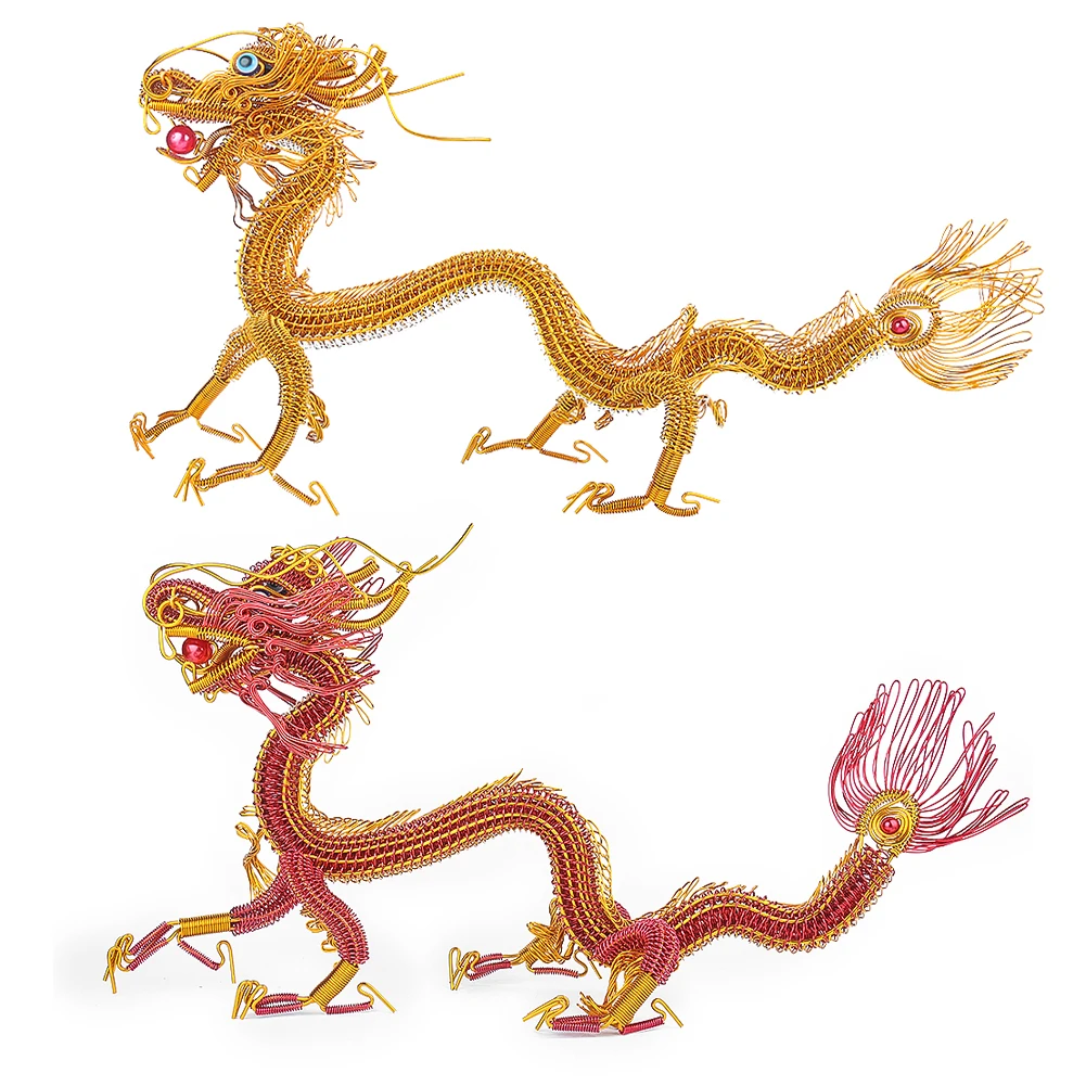 

50CM 3D Large Chinese Dragon Mythical Animal Aluminum Wire Weave Handicraft Chinoiserie Souvenir Figurines Mascot Office Decor