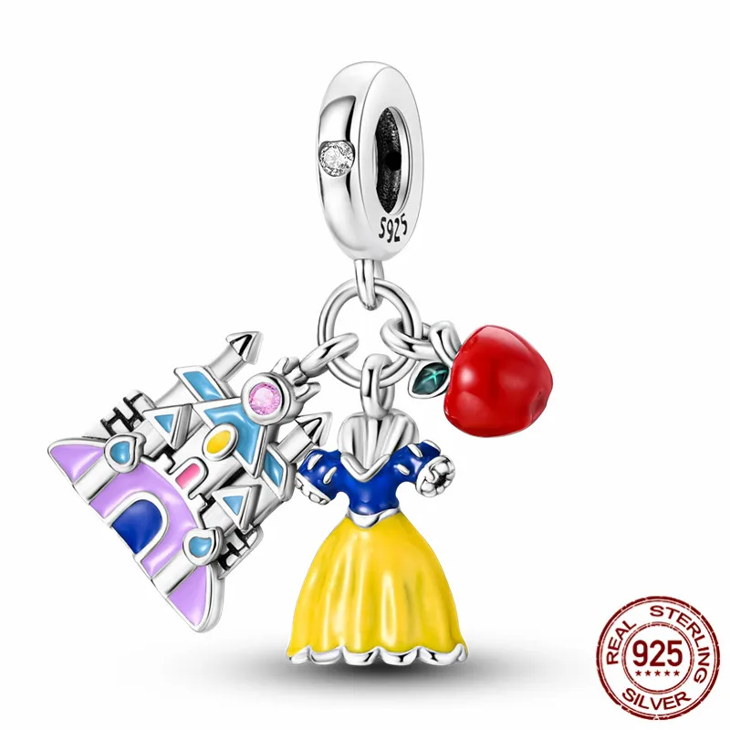 

S925 sterling silver princess charm beads paired with an original bracelet, a perfect DIY jewelry gift for women.