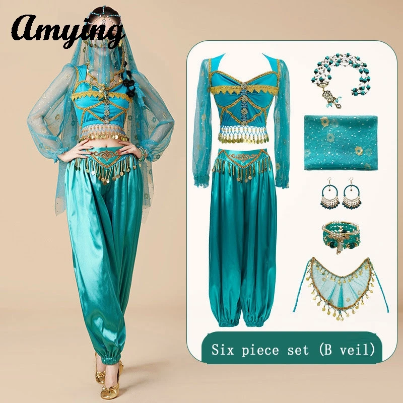 

New Women Stage Performance Costume Indian Dance Costume Set Princess Palace Style Clothing Belly Dance Dress Holiday Wear