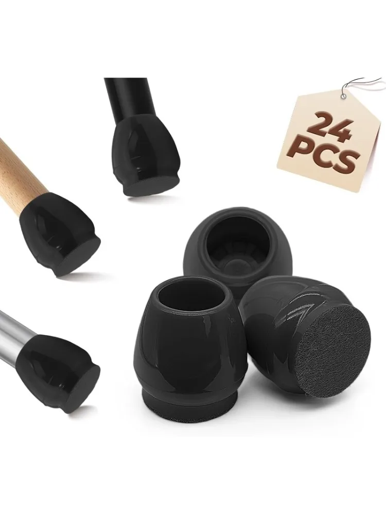Mit verstärkter Basis, rutschfest, kratzfest, schwarz, 24/48 Stück, Stuhlbein-Bodenschoner, klein, rund, Durchmesser 15–20 mm, dicke Filzauflagen