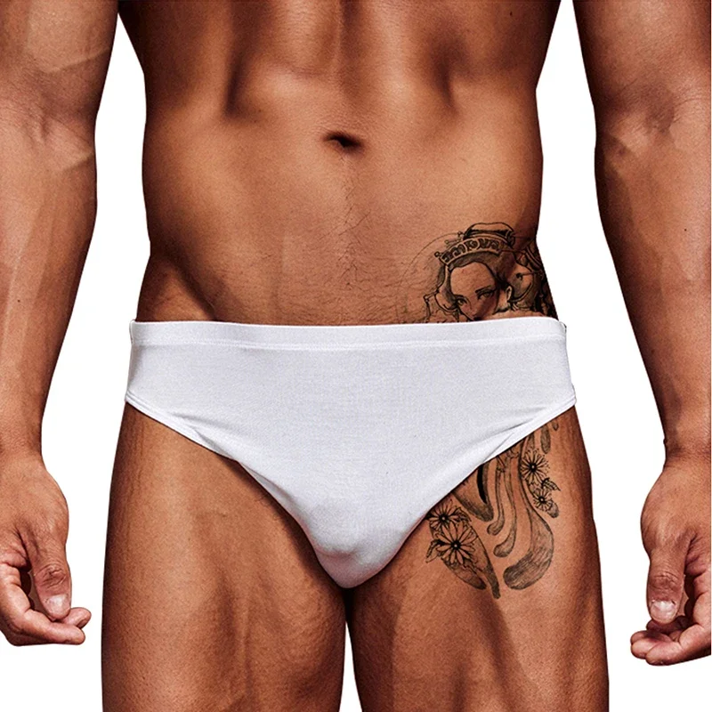 Men's Low Waist One-Piece Breathable Triangle Underwear Youth Loose Head Pure Color Briefs Comfortable Underpants