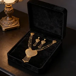 Indian Chokers Wedding Chain Jewelry Sets Gold Color Earrings For Women African/Dubai/Arab Wedding/Party Wife Gifts