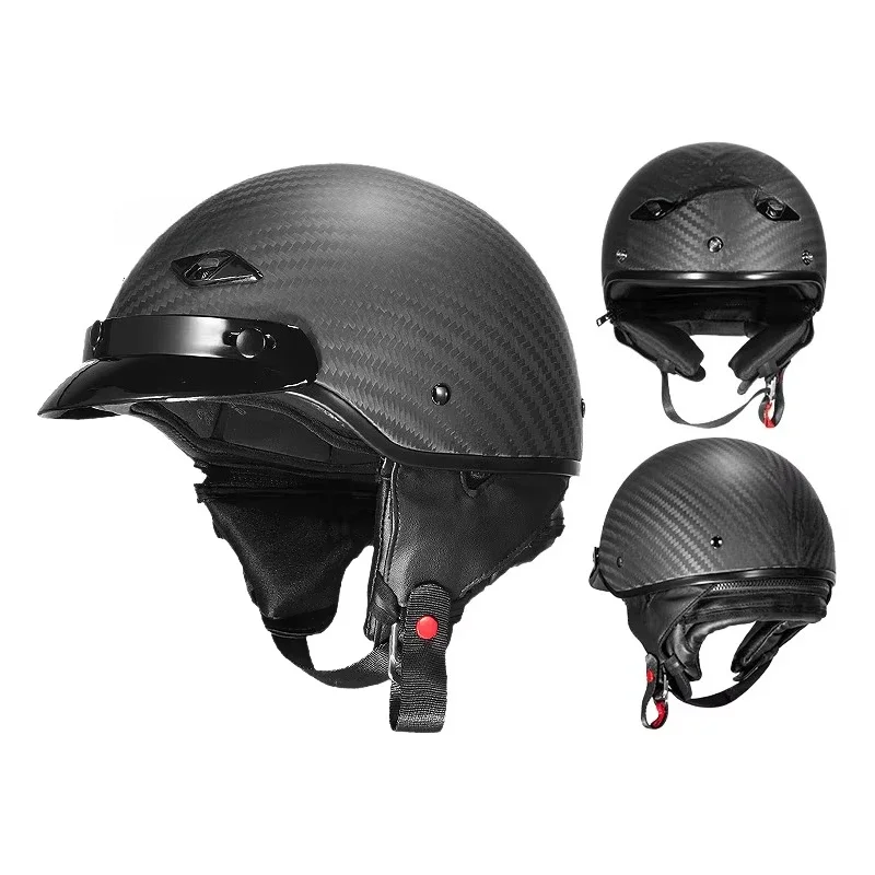 LS2 568 Unisex Carbon Fiber Half Helmet Retro Japanese-Style New Condition XL Size for Summer Riding PC Material Material Box