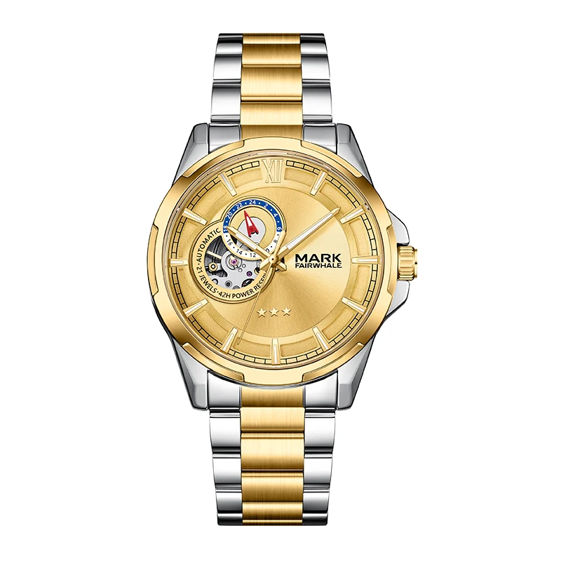 

MARK FAIRWHALE FW-6032 Watch Men Automatic Mechanical 44MM Metal Case 30M Waterproof Dress Wristwatch