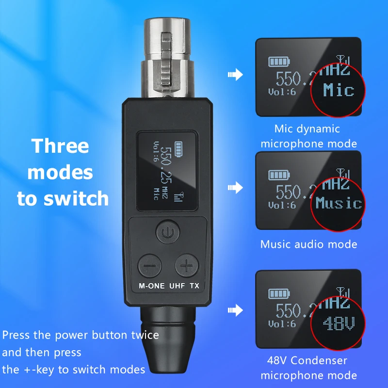 Microphone Wireless Transmitter Receiver System UHF DSP Musical Instruments Receiving distance 50 meters