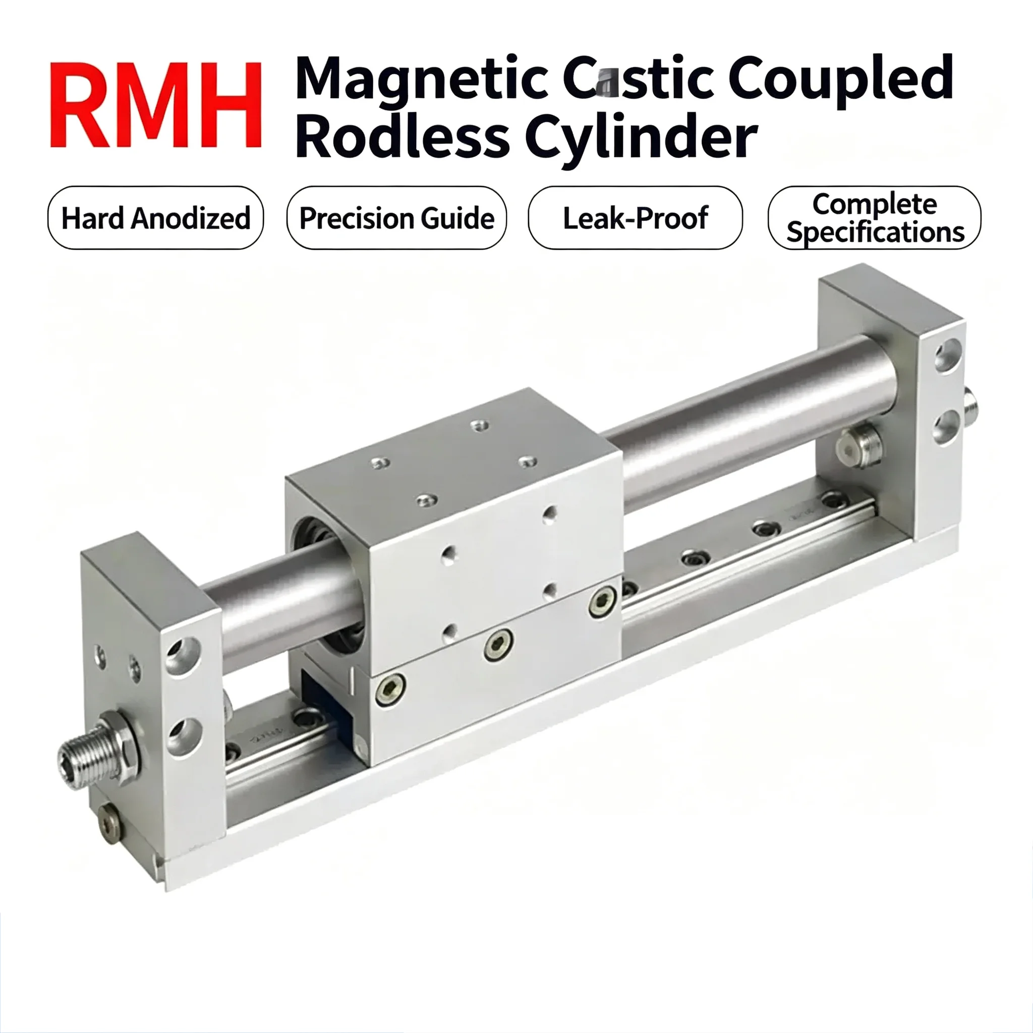 RMH rodless cylinder magnetic couple with guide rail long stroke 10/16/20/25-50/100/200