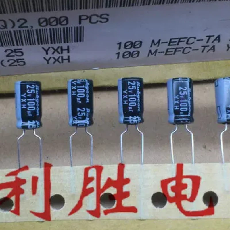 10PCS-100PCS Brand new genuine motherboard Ruby RUBYCON aluminum electrolytic capacitor 25V100UF 6X11 YXH series