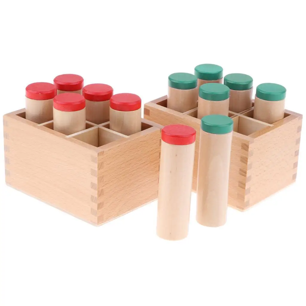 Wooden Montessori Teaching Aids 12 Pieces Sound Cylinders Box Set Children Children