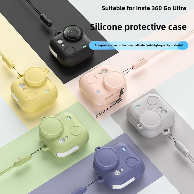 

For Insta 360 Go Ultra Body Silicone Case Lens Cover Accessories Protective Cover Thumb Camera Anti-drop Case