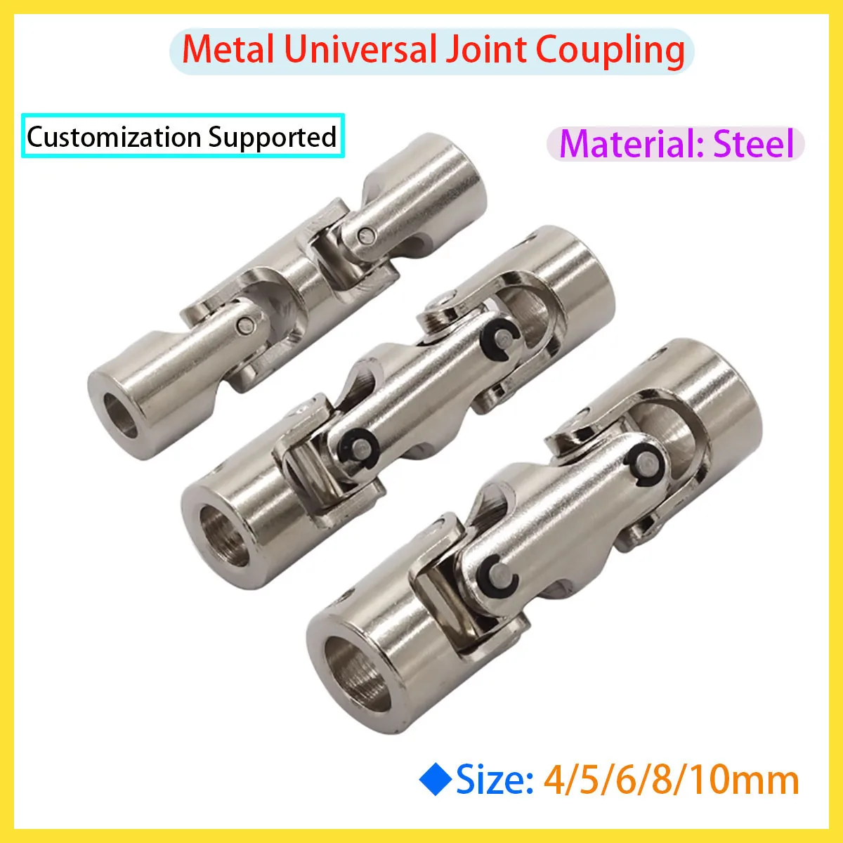 Marine Axle Coupling Three-stage Universal Joint Motor Connector M3/M4 Threaded Metal 4/5/6/8/10mm
