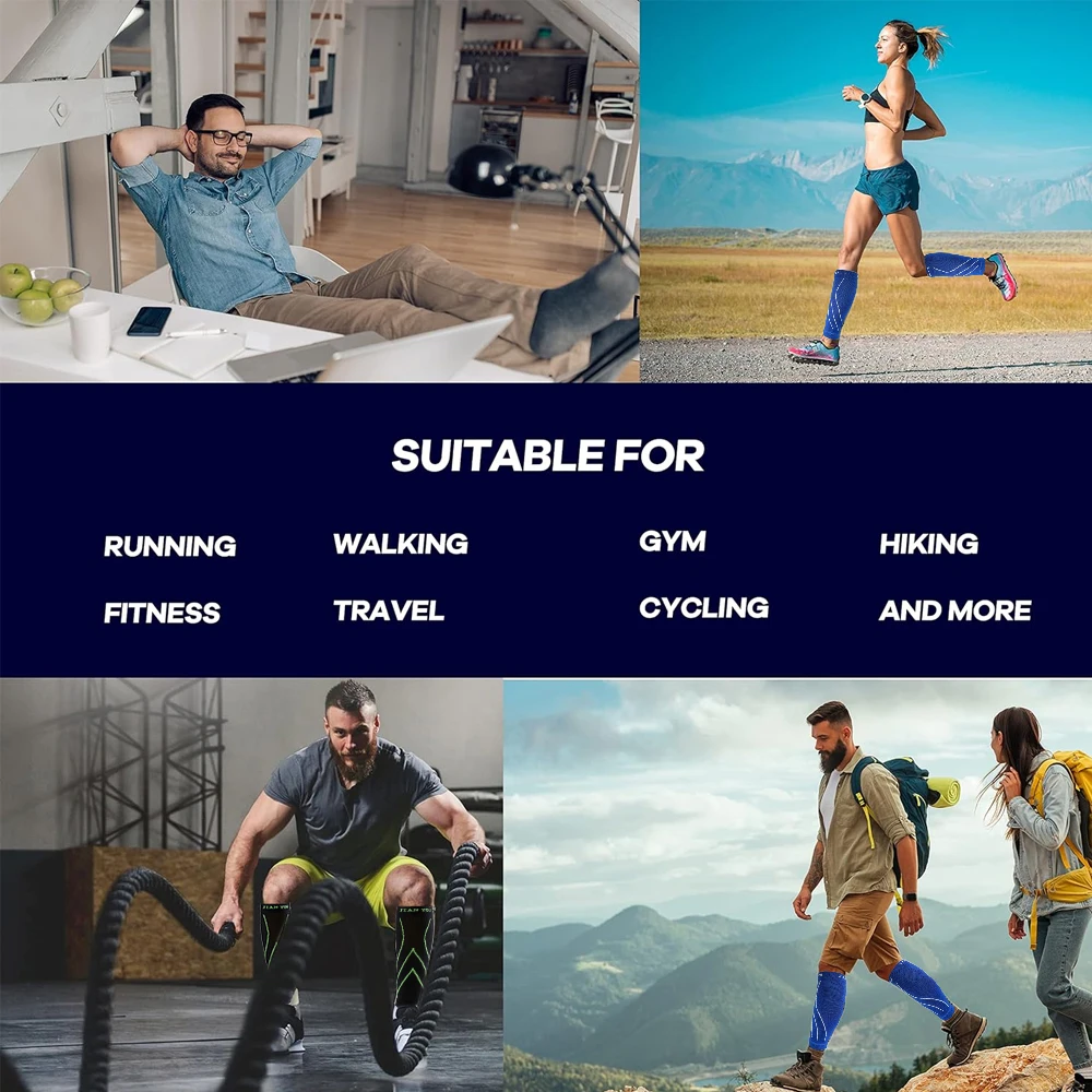 زوج واحد من أكمام العجل الضاغطة (20-30 مم زئبق) للرجال والنساء خيار مثالي لجوارب الضغط لتشغيل التمريض أثناء السفر #6