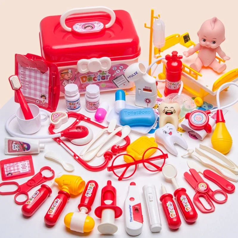 Toy Set Play House Doctor Toy Doctor Set Stethoscope Children Play House Storage Box Simulation Doctor Supplies Toy Boy Girl Box