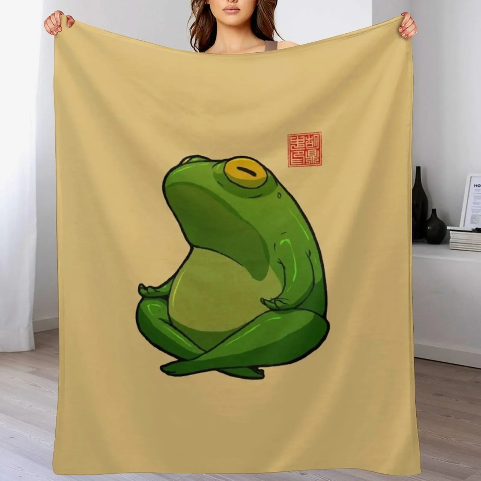 Yoga Frog Cross Legged Pose Throw Blanket Cozy Sofa Blanket for TV Watching Napping