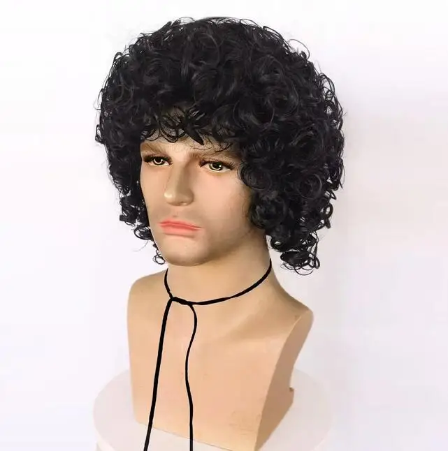 Afro Kinky Curly Wig Punk Rock Short Black Curl Fluffy Africa America Women Men Unisex 60s 70s 80s Halloween Wig