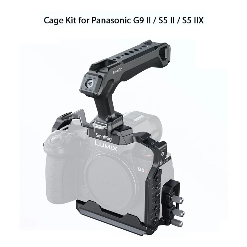 SmallRig Cage Kit for Panasonic G9 II / S5 II / S5 IIX, w Top Handle Cable Clamp Arca-Swiss Quick-Release Plate for Tripods 5752