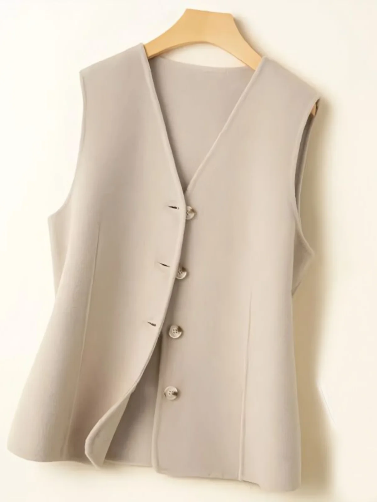 

Двусторонний шерстяной жилет женский, большой размер, с V-образным вырезом, повседневный, свободный крой, длинный, с защитой от катышков, для ежедневной носки