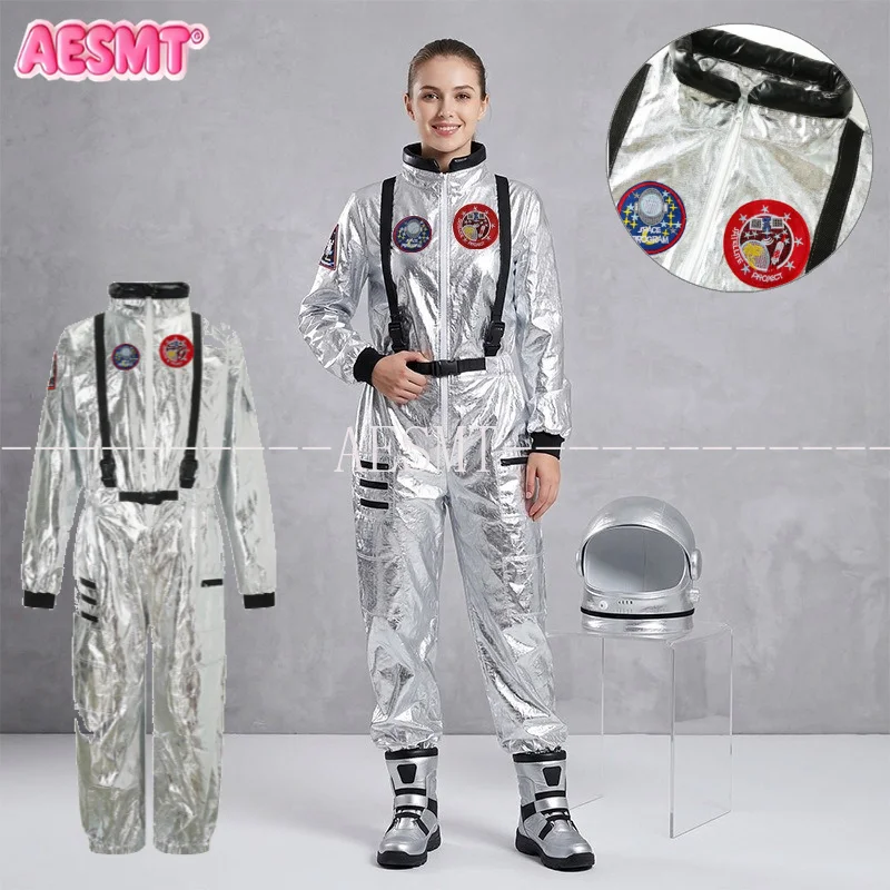 Astronaut Space Suit Cosplay Costume Firefighter Jumpsuit One Piece Bodysuit Halloween Stage Performance Party Outfit