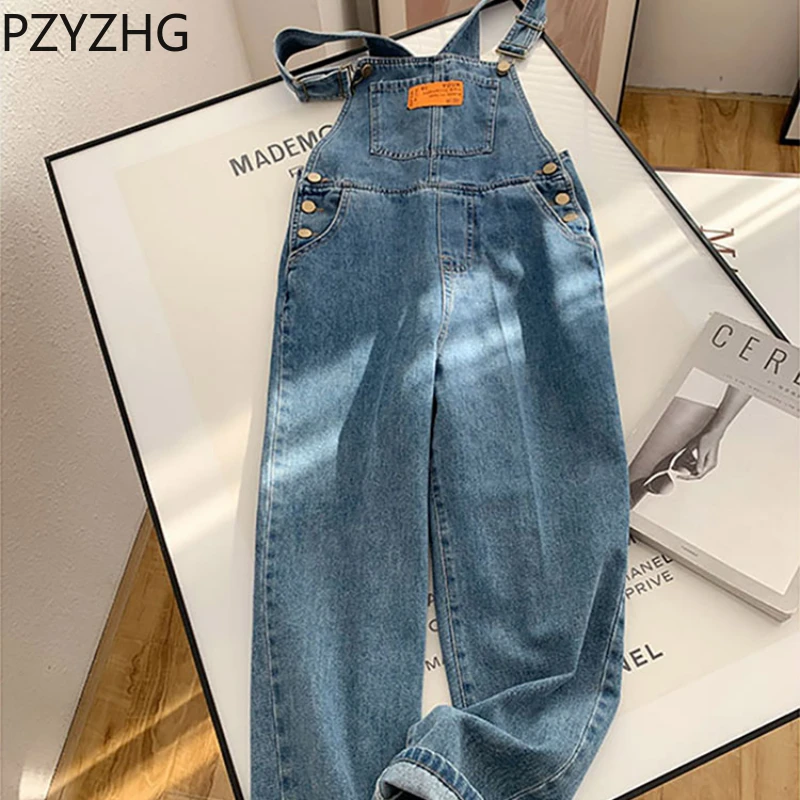 

Women Retro Blue Jeans Suspender Trousers Spring Autumn Casual Loose High Waist Denim Pants Fashion Jumpsuit Streetwear