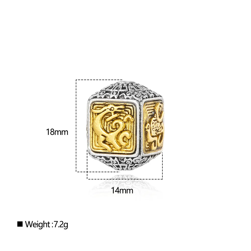 Alloy retro style two-color DIY bracelet chain perforated bead jewelry accessories necklace earrings bead spacer material