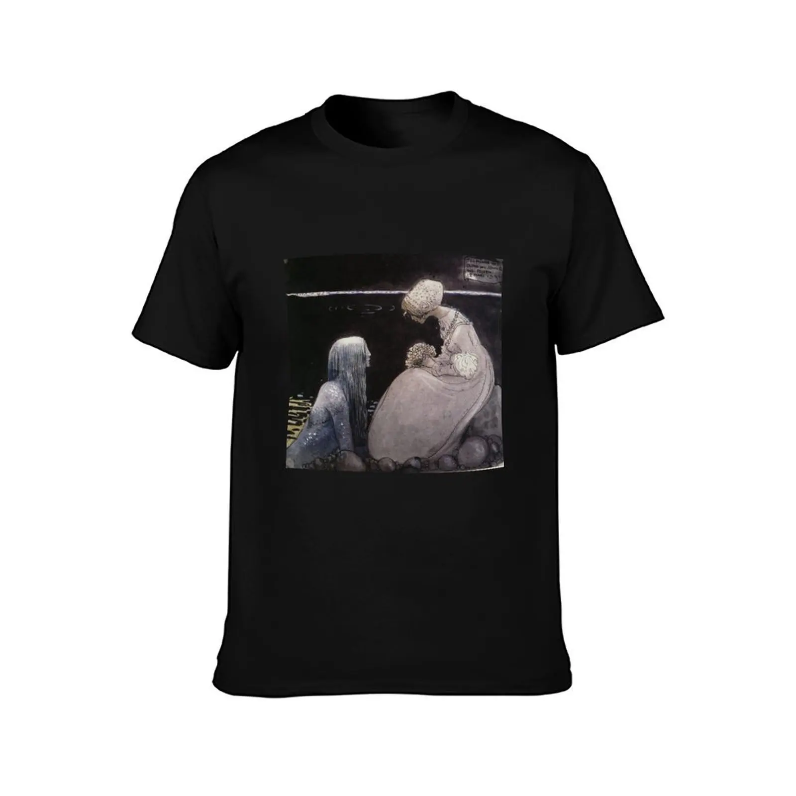 Agneta and the Sea King - John Bauer T-Shirt Summer Casual Cotton Tee Oversized Streetwear Tops Vintage Graphic Print