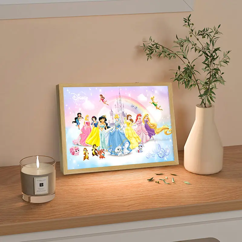 Disney Frozen LED Night Light Children\'s Room Decorative Painting Princess Elsa Room Bedside Table Lamp Desktop Ornament Gift