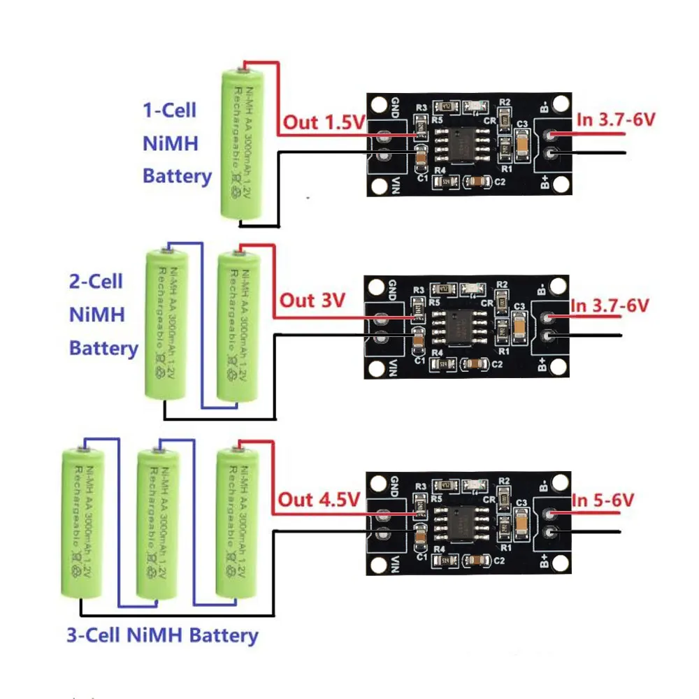 1A NiMH Rechargeable Battery Charging Module Rechargeable Lithium Battery 1.5V 3V 4.5V Smart Charger Module Without Terminal