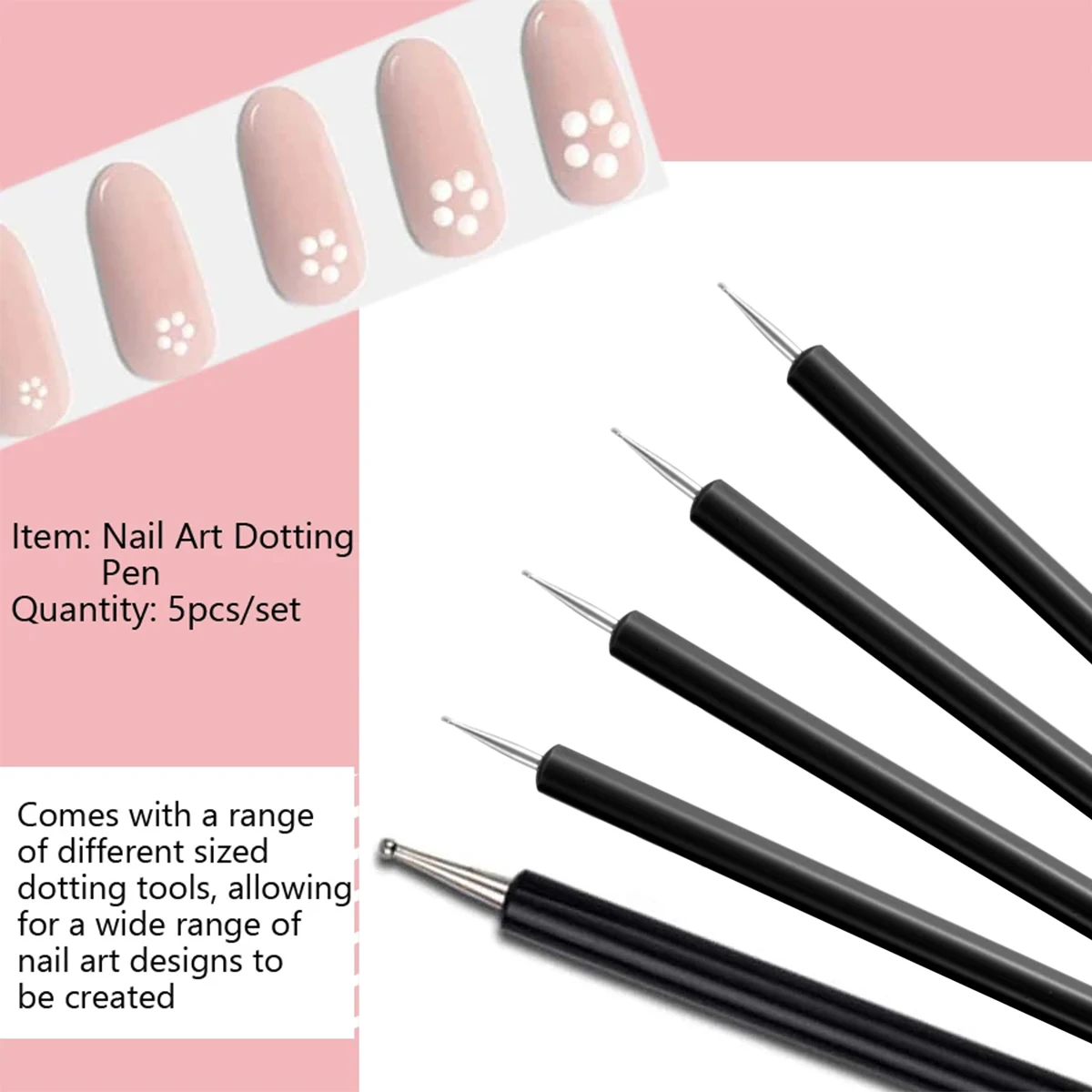 Ball Embossing Stylus 5 Pack Embossing Tracing Pen Metal Score Tracing Pen Nail Dotting Tool for DIY Nail Design Transfer Painti