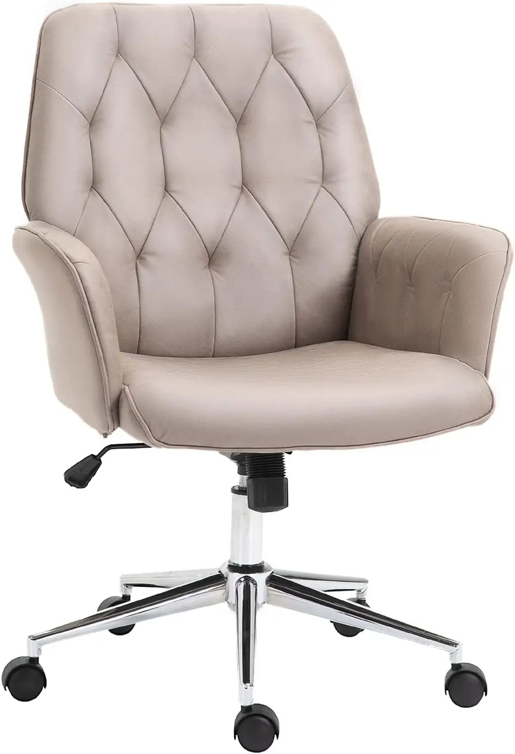 Vinsetto Microfiber Home Office Chair, Tufted Height Adjustable Computer Desk Chair with Swivel Wheels and Padded Armrests