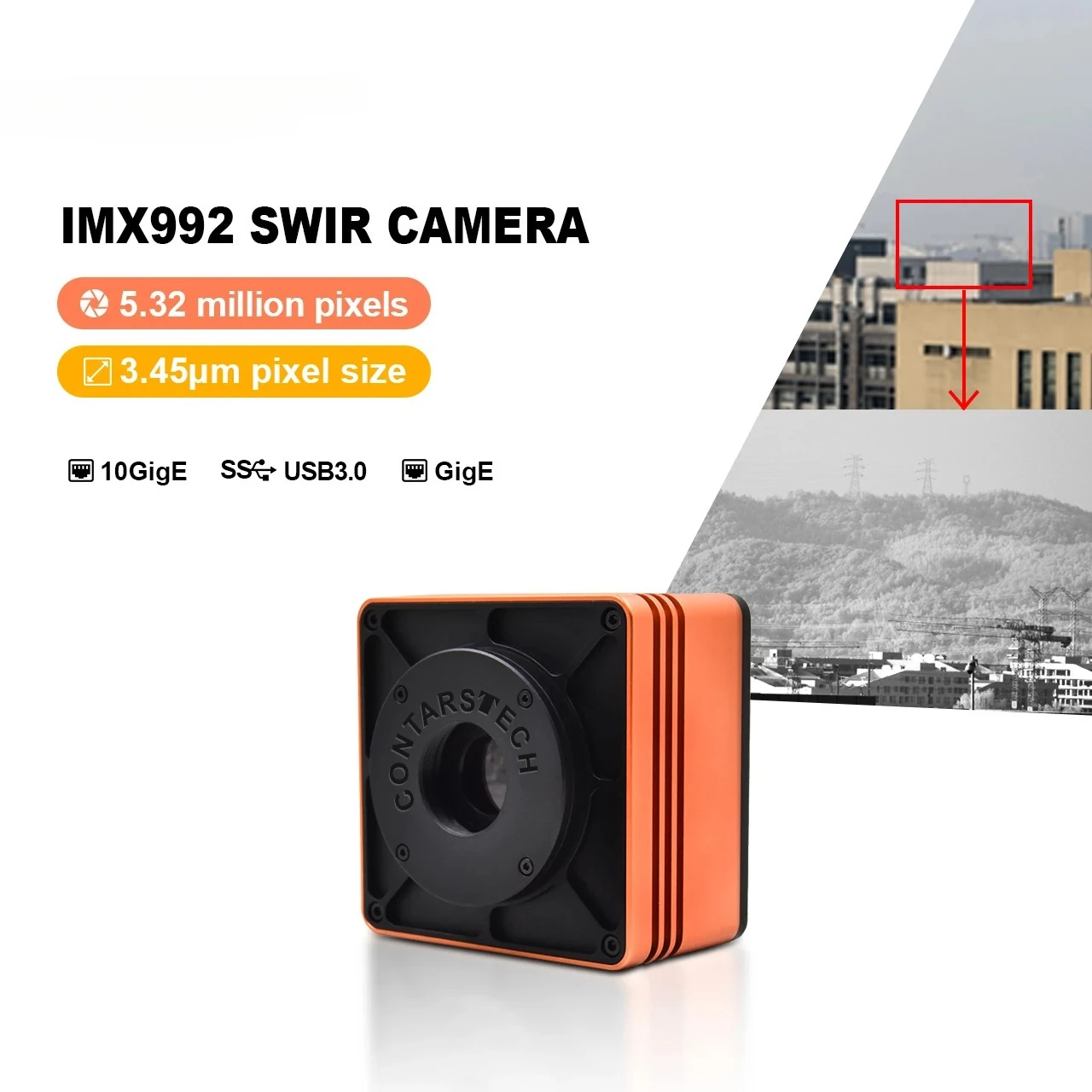 

5mp IMX992 SWIR Area Scan Camera with 400-1700nm Wavelength 10GigE for Fruit Spoilage Detection