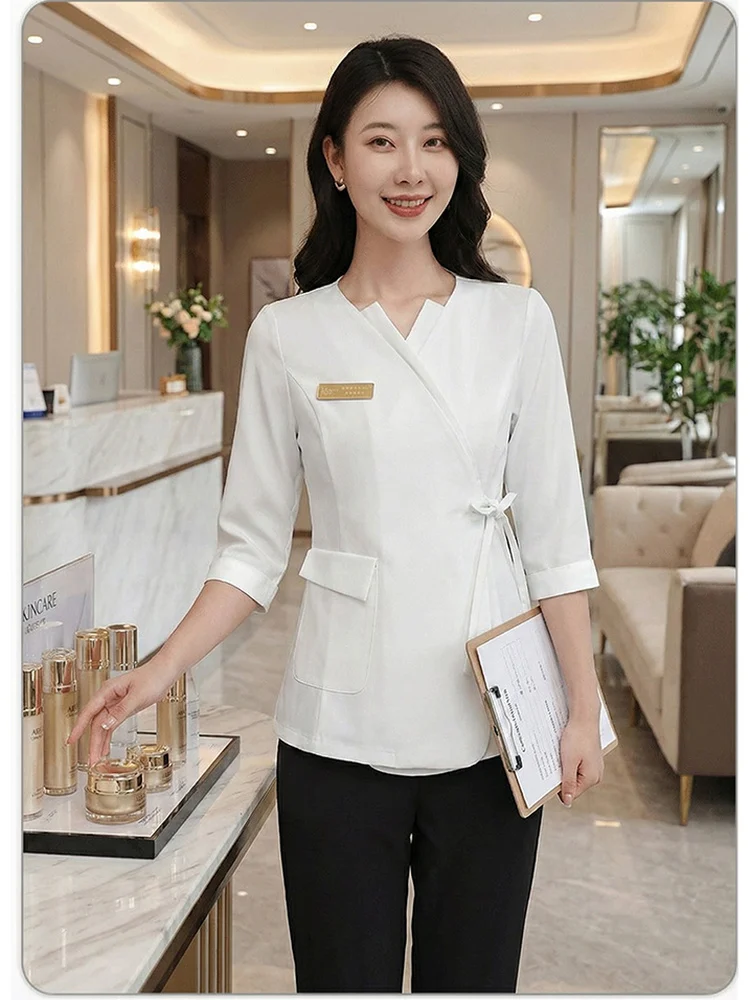 High-End Medical Beauty Uniform Women's Minimalist Skin Management Beauty Therapist Workwear 2026 Autumn New Style Seven-Slee...