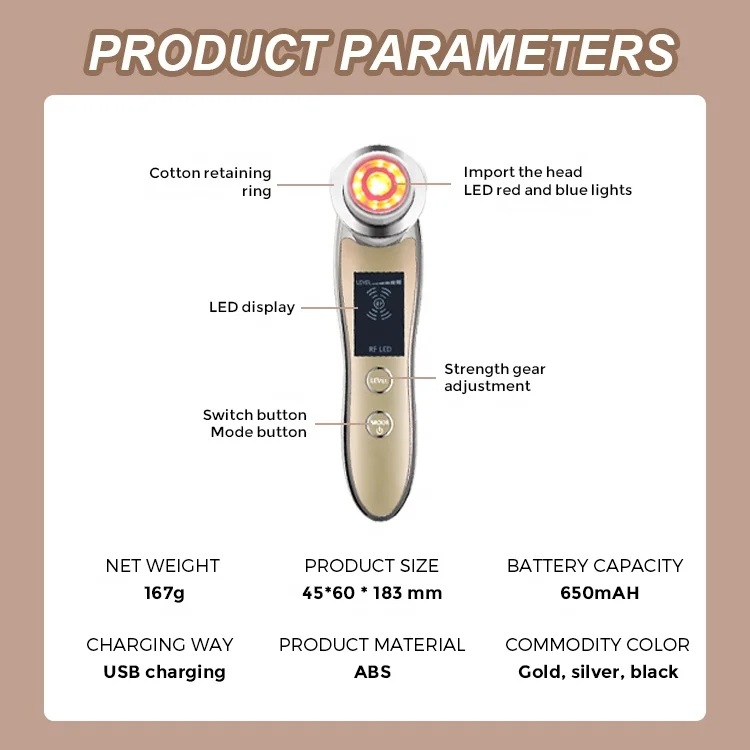 EMS 페이스 리프트 휴대용 가정용 얼굴 LED 라이트 리프팅 리쥬버네이션 기기 EMS 타이트닝 뷰티 디바이스